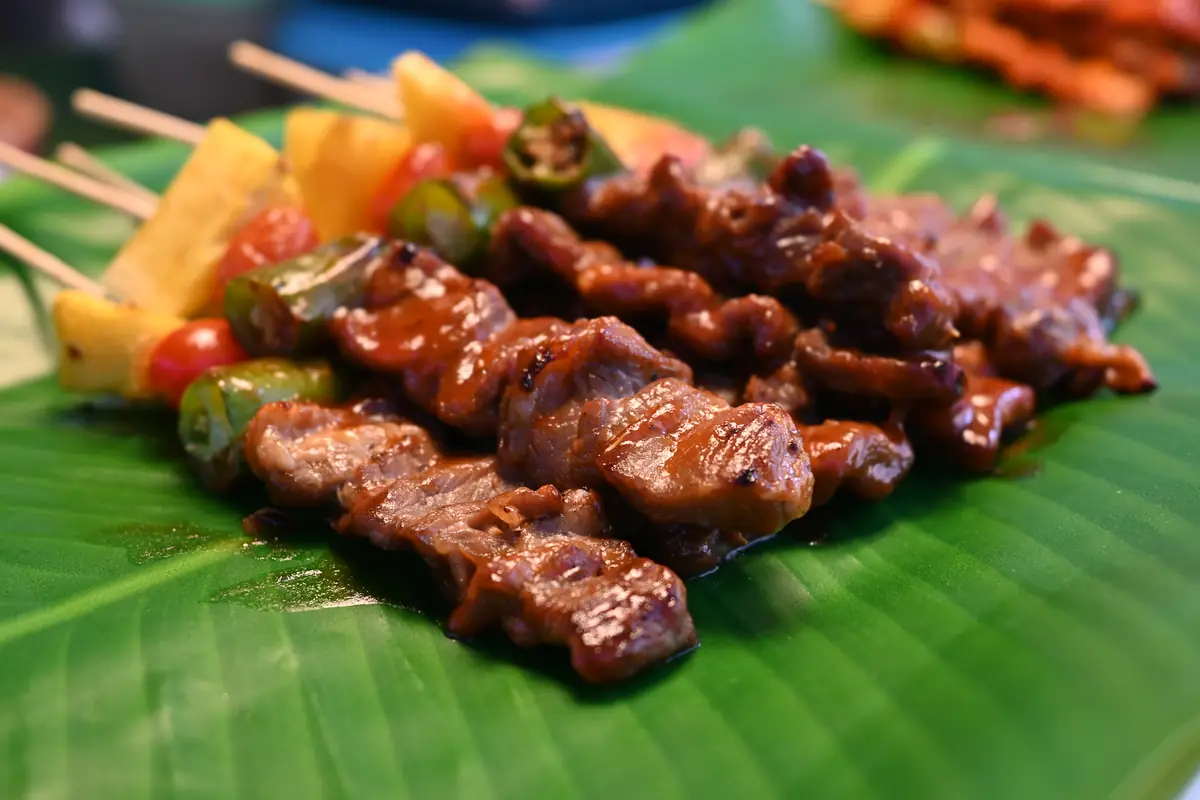 Bò xiên nướng lá chanh