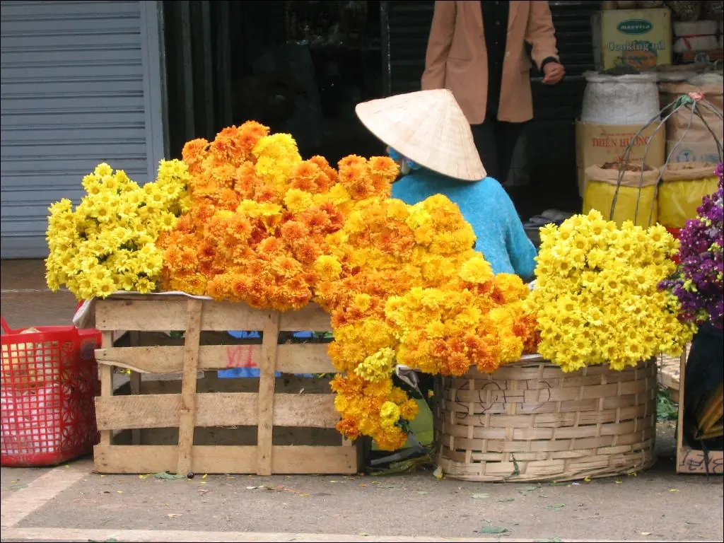 Chợ hoa Đà Lạt lúc sáng sớm